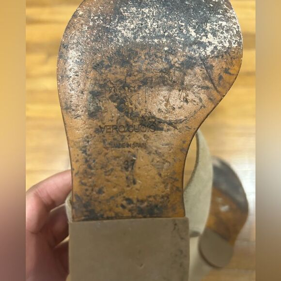 Revolve Paloma Barcelo Rope Detail Tan Suede Crisscross Wedge Round Toe Sandal - Picture 6 of 8